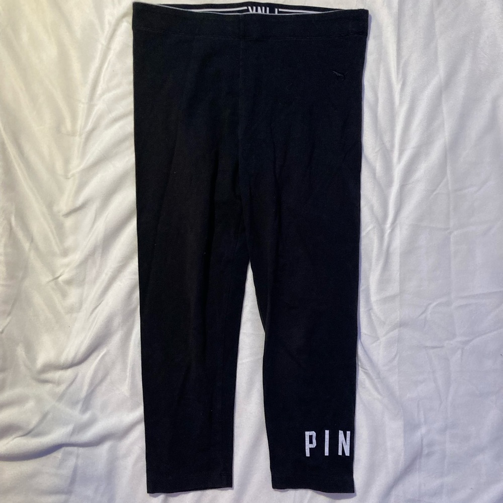 solid black cropped legging capris by pink